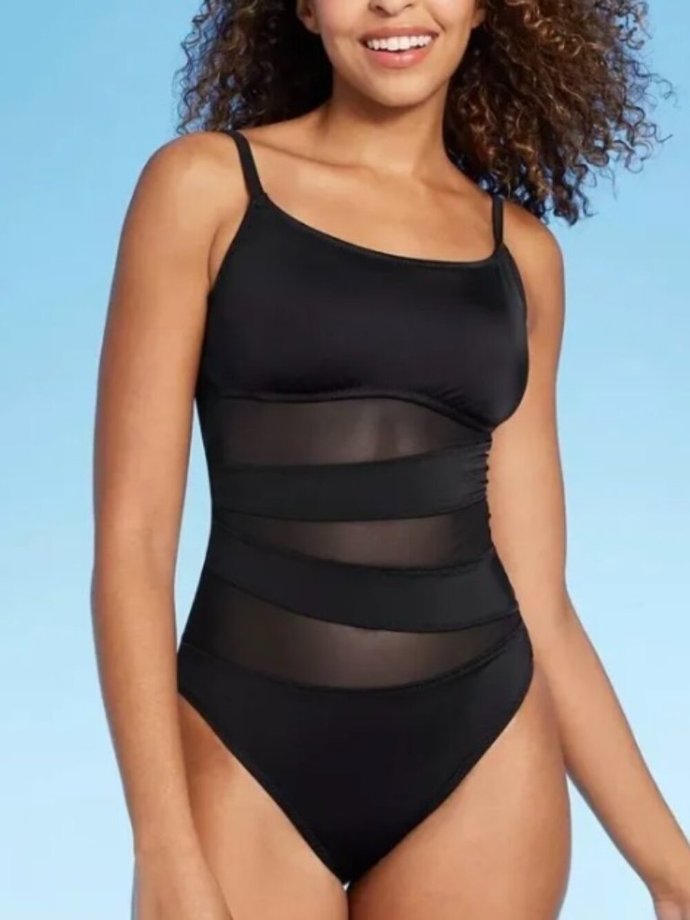 Shade & Shore Black sheer.cut out One-Piece swimsuit M